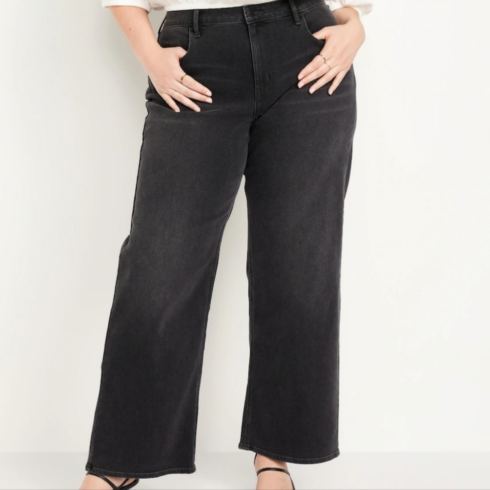 Old Navy High‎ Waisted Wide-Leg Jeans OG Straight black size 12